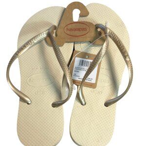 Havaianas Slim Flatform Flip Flops Women’s 7-8 Beige NWT